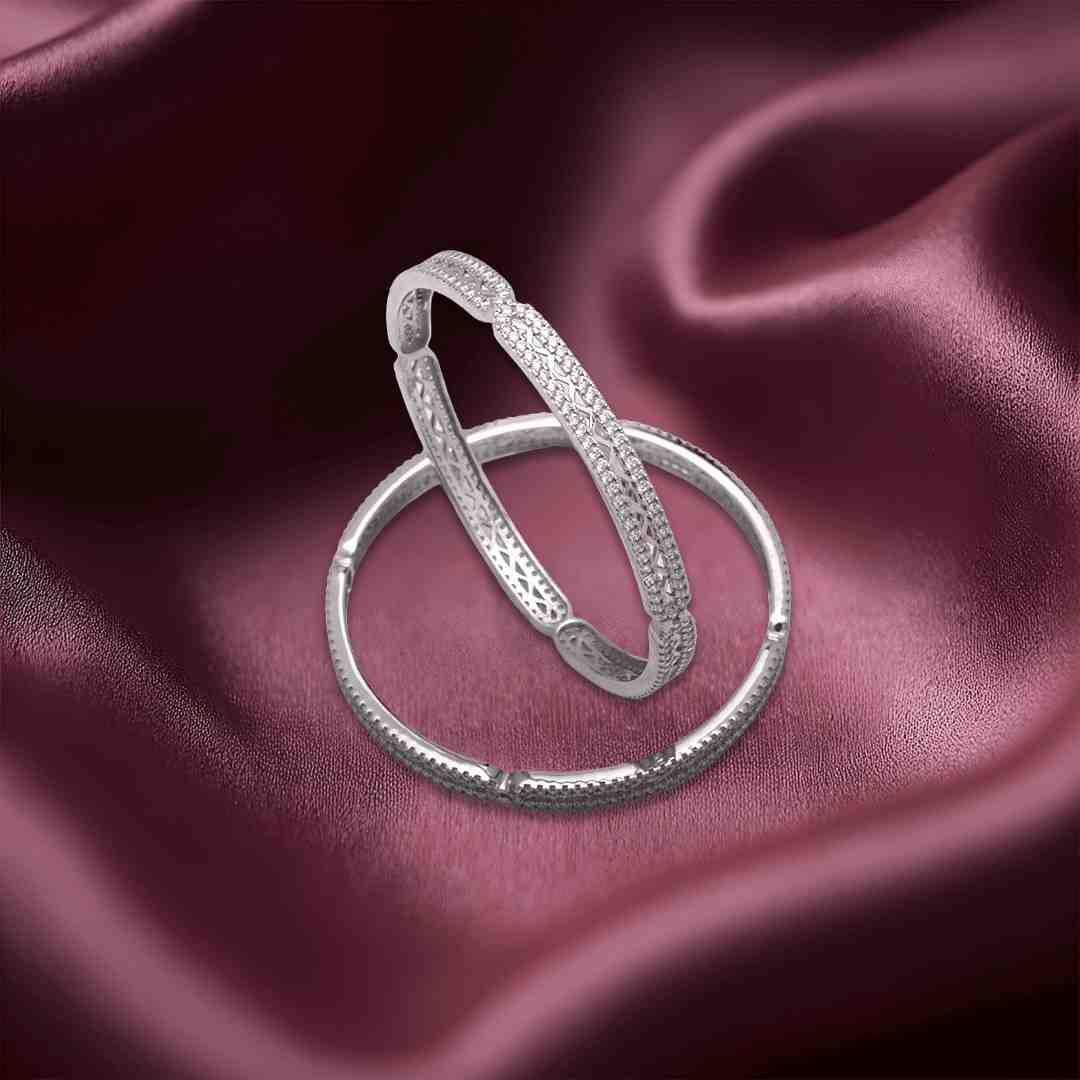 925 Sterling Silver Cubic Zirconia Bangles – Elegant Sparkle with Everyday Comfort