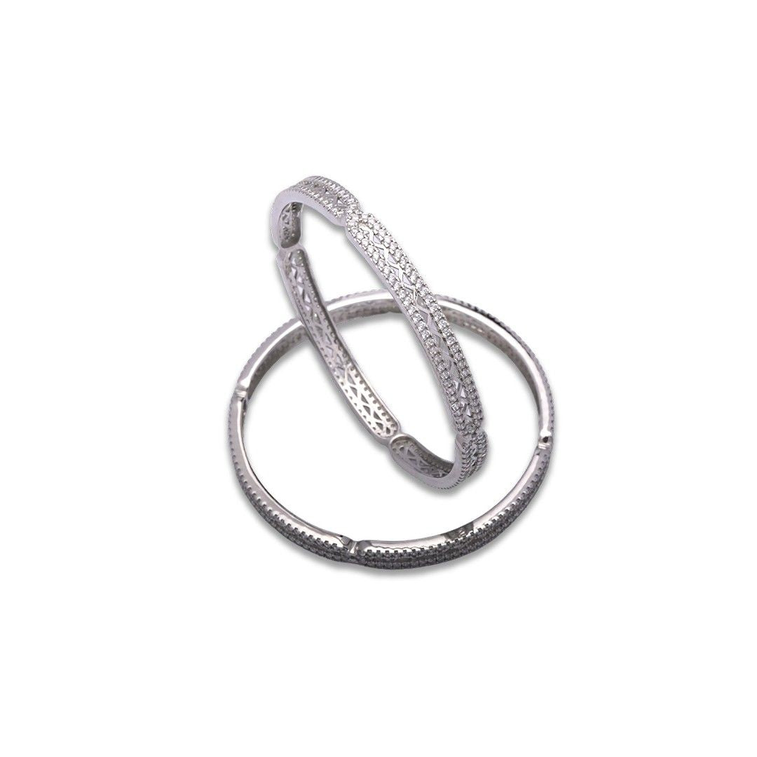 925 Sterling Silver Cubic Zirconia Bangles – Elegant Sparkle with Everyday Comfort