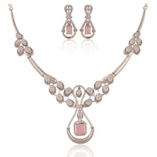 925 Sterling Silver Necklace Set with Glimmering Cubic Zirconia