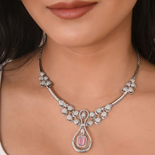 925 Sterling Silver Necklace Set with Glimmering Cubic Zirconia-Model