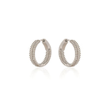 Baguette Cut Cubic Zirconia Hoop Earrings in 925 Sterling Silver