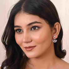 Blush Bloom Drop Earrings in 925 Sterling Silver with Cubic Zirconia – Elegant, Feminine & Sparkling-Model