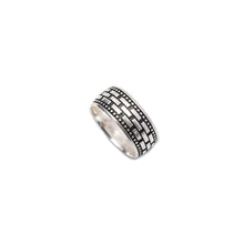 Bold Links: 925 Sterling Silver Oxidized Statement Ring with Cubic Zirconia Detailing