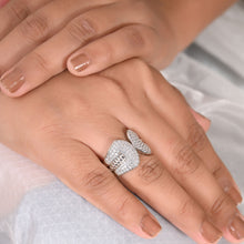 Bold Pave Statement 925 Sterling Silver Ring with Cubic Zirconia Model