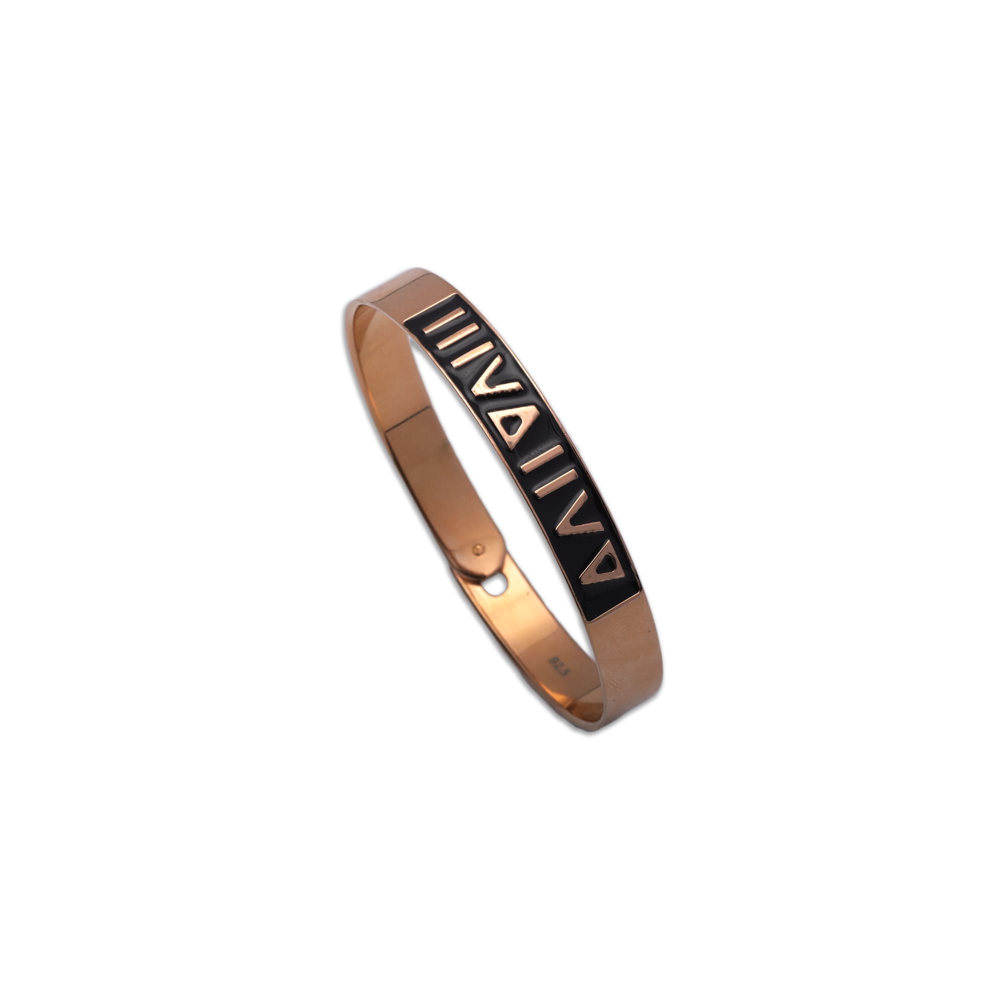 Bold Roman-Inspired Black Enamel 925 Sterling Silver Bracelet – Where Statement Meets Sophistication