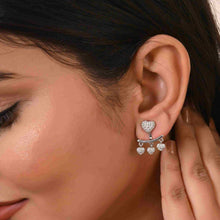 Chic 925 Sterling Silver Heart Drop Earrings with Cubic Zirconia – For the Love of Sparkle-Model