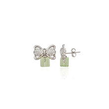 Chic Bow-Tie Cubic Zirconia Earrings in 925 Sterling Silver-Model