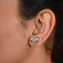 Chic Bow-Tie Cubic Zirconia Earrings in 925 Sterling Silver-Model