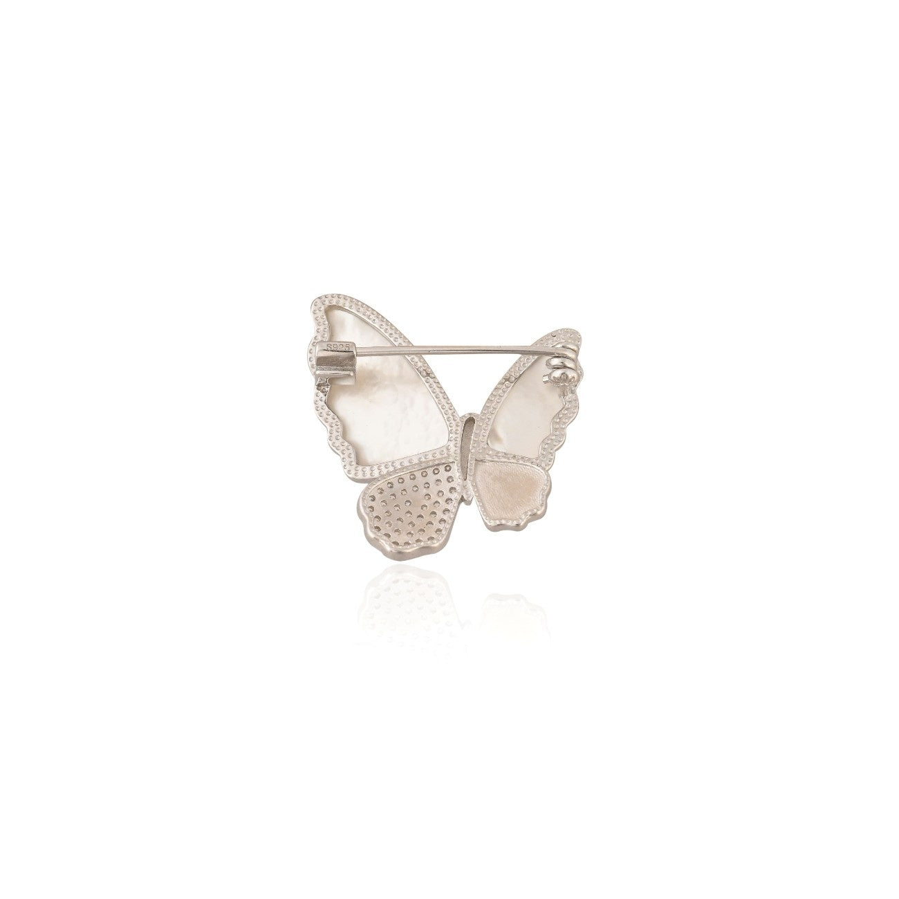 Chic Butterfly Brooch in 925 Sterling Silver with Cubic Zirconia