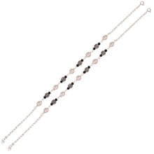 Classic 925 Sterling Silver Anklets with Black & White Beads 