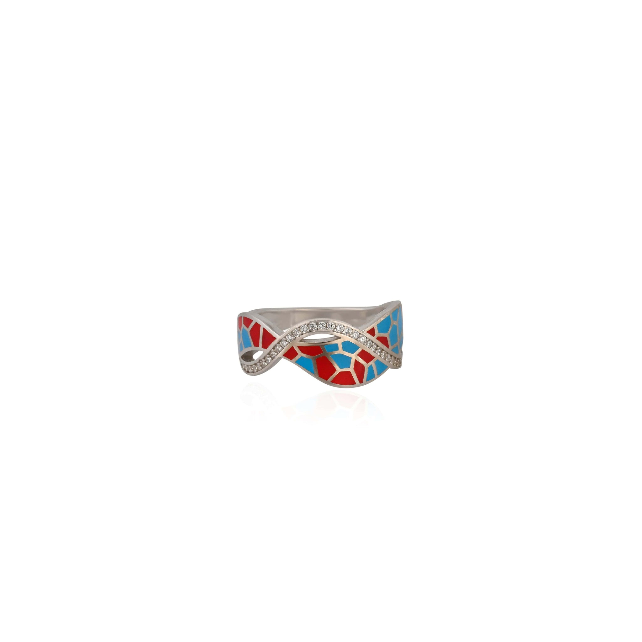 Colorful & Vibrant Infinity Mosaic Ring in 925 Sterling Silver with Cubic Zirconia
