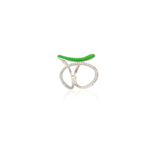 Contemporary Green Enamel Ring in 925 Sterling Silver with Cubic Zirconia