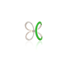 Contemporary Green Enamel Ring in 925 Sterling Silver with Cubic Zirconia