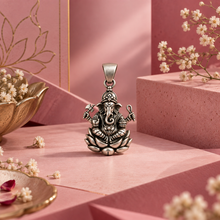 Oxidised Lord Ganesha Pendant in 925 Sterling Silver