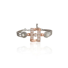 Two-Tone 925 Sterling Silver Statement Bracelet with Cubic Zirconia Sparkle