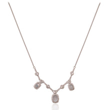 Graceful 925 Sterling Silver Pendant Necklace with Oval & Round Cubic Zirconia Charms