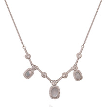 Graceful 925 Sterling Silver Pendant Necklace with Oval & Round Cubic Zirconia Charms