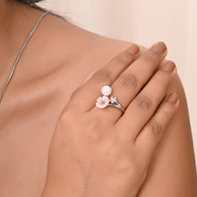 Blush Bloom Pearl & Cubic Zircon  925 Sterling Silver Ring