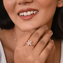 Petal Glow Rose Gold-Plated Silver Ring with Pearl & Cubic Zirconia – A Bloom That Shines Forever