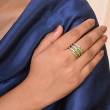 Lime Twist Triple Band Silver Ring with Cubic Zirconia – A Fresh Take on Sparkle