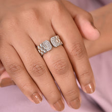 Silver Open Link Band Ring with Cubic Zirconia Accents