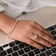 Sleek Rose Gold-Plated 925 Sterling Silver Bangle with Cubic Zirconia – Everyday Elegance, Effortless Sparkle