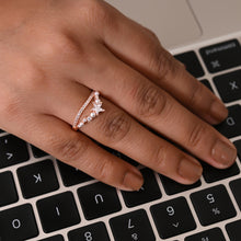 Twilight Star Rose Gold-Plated 925 Sterling Silver Ring – A Celestial Charm in Cubic Zirconia & Pearls