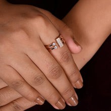 Rose Gold Geometric Split Band Silver Ring with Cubic Zirconia – Sleek, Modern, and Made to Shine