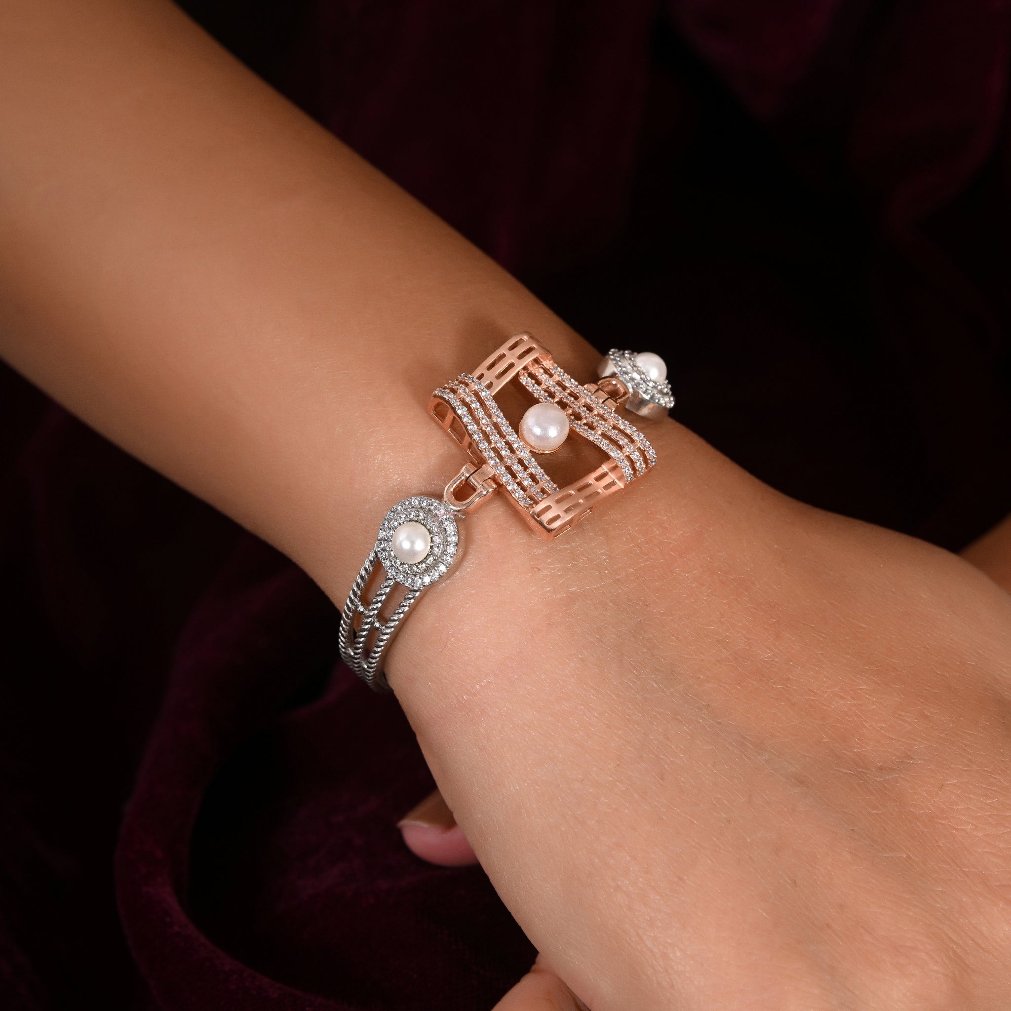 Rose Glimmer Grid Bracelet