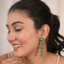 Glamorous Green Cubic Zirconia Dangle Earrings in 925 Sterling Silver