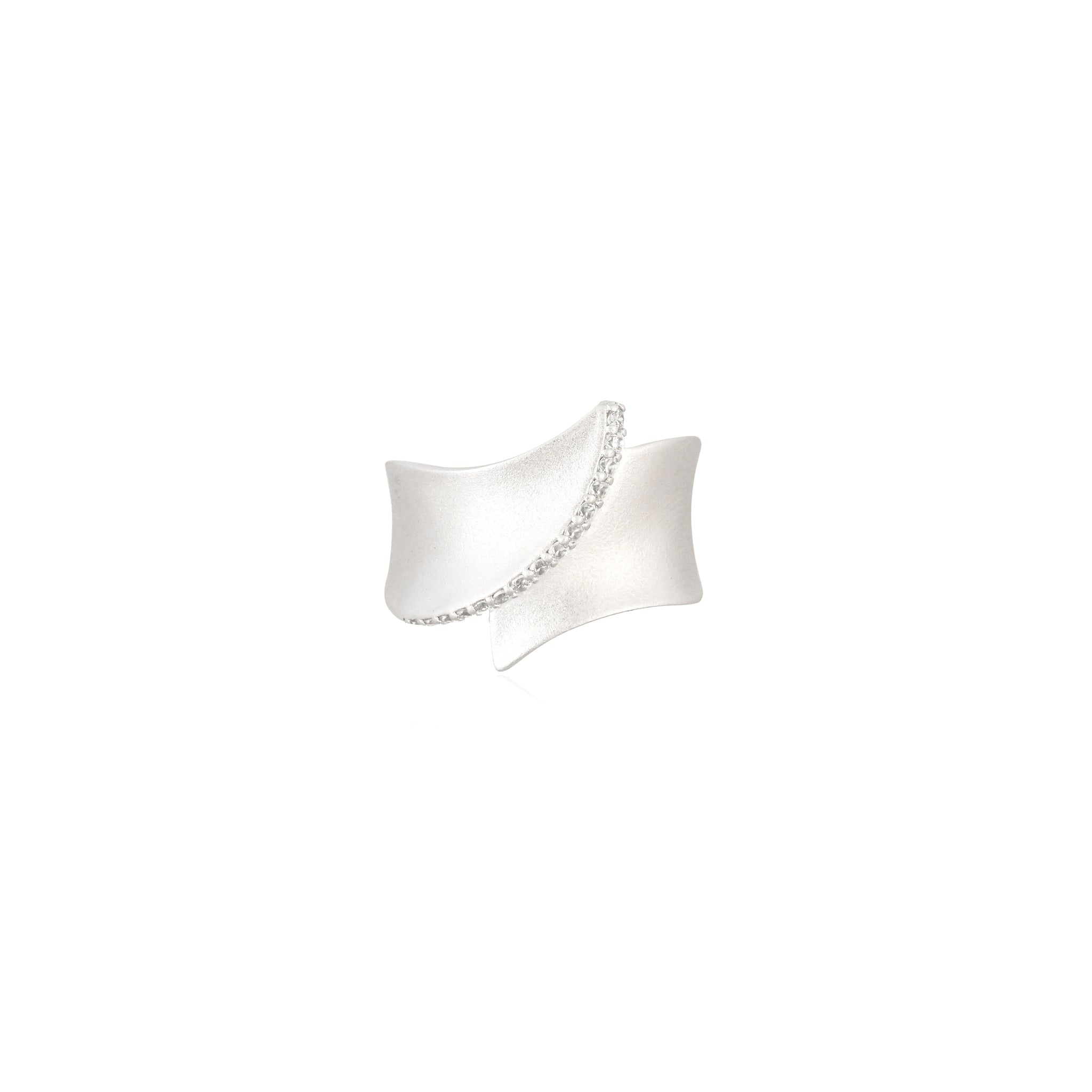 Whisper Curve 925 Sterling Silver Ring with Cubic Zirconia