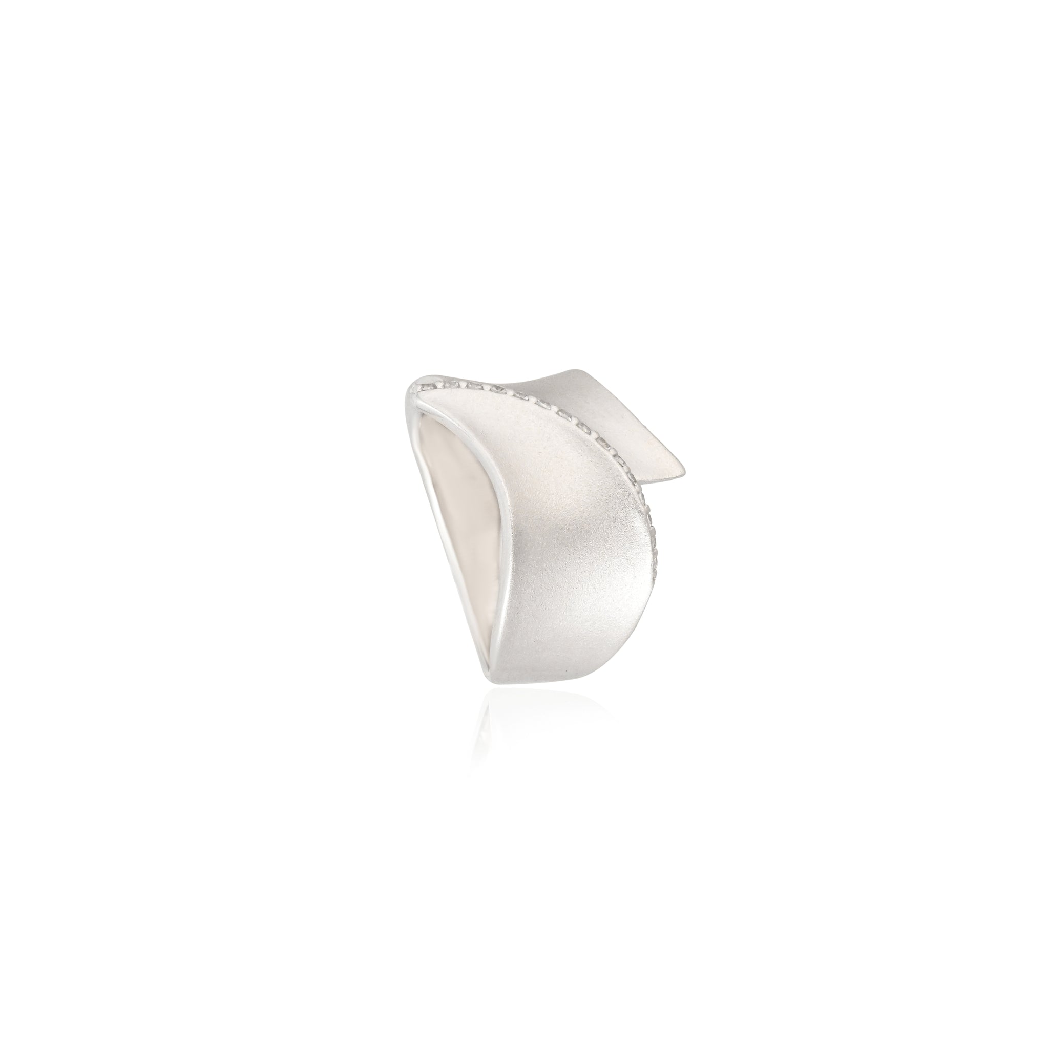 Whisper Curve 925 Sterling Silver Ring with Cubic Zirconia