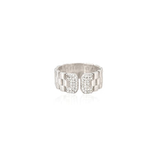 Silver Open Link Band Ring with Cubic Zirconia Accents