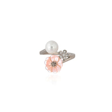 Blush Bloom Pearl & Cubic Zircon  925 Sterling Silver Ring