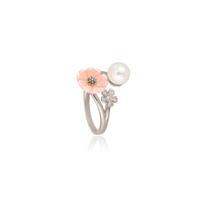Blush Bloom Pearl & Cubic Zircon  925 Sterling Silver Ring
