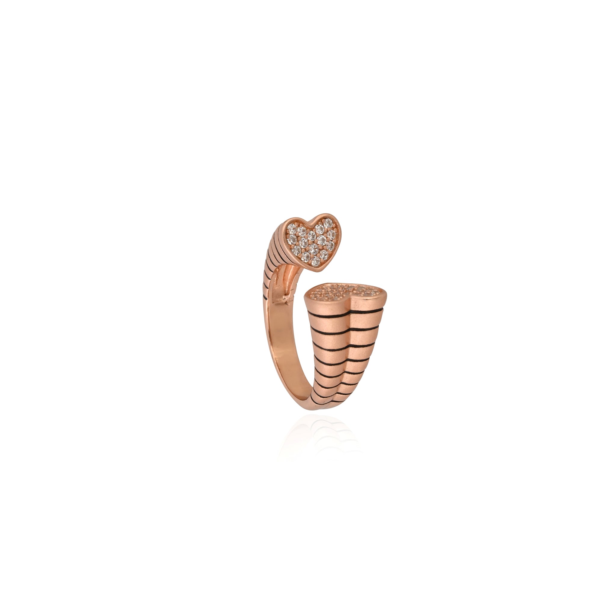 Rose Gold Heartbeat Open Ring in 925 Sterling Silver with Cubic Zirconia – A Little Sparkle, A Lot of Love