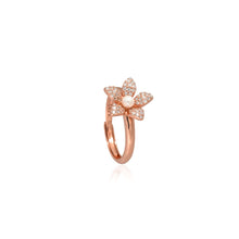 Petal Glow Rose Gold-Plated Silver Ring with Pearl & Cubic Zirconia – A Bloom That Shines Forever