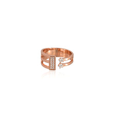Rose Gold Geometric Split Band Silver Ring with Cubic Zirconia – Sleek, Modern, and Made to Shine