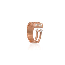 Rose Gold Geometric Split Band Silver Ring with Cubic Zirconia – Sleek, Modern, and Made to Shine