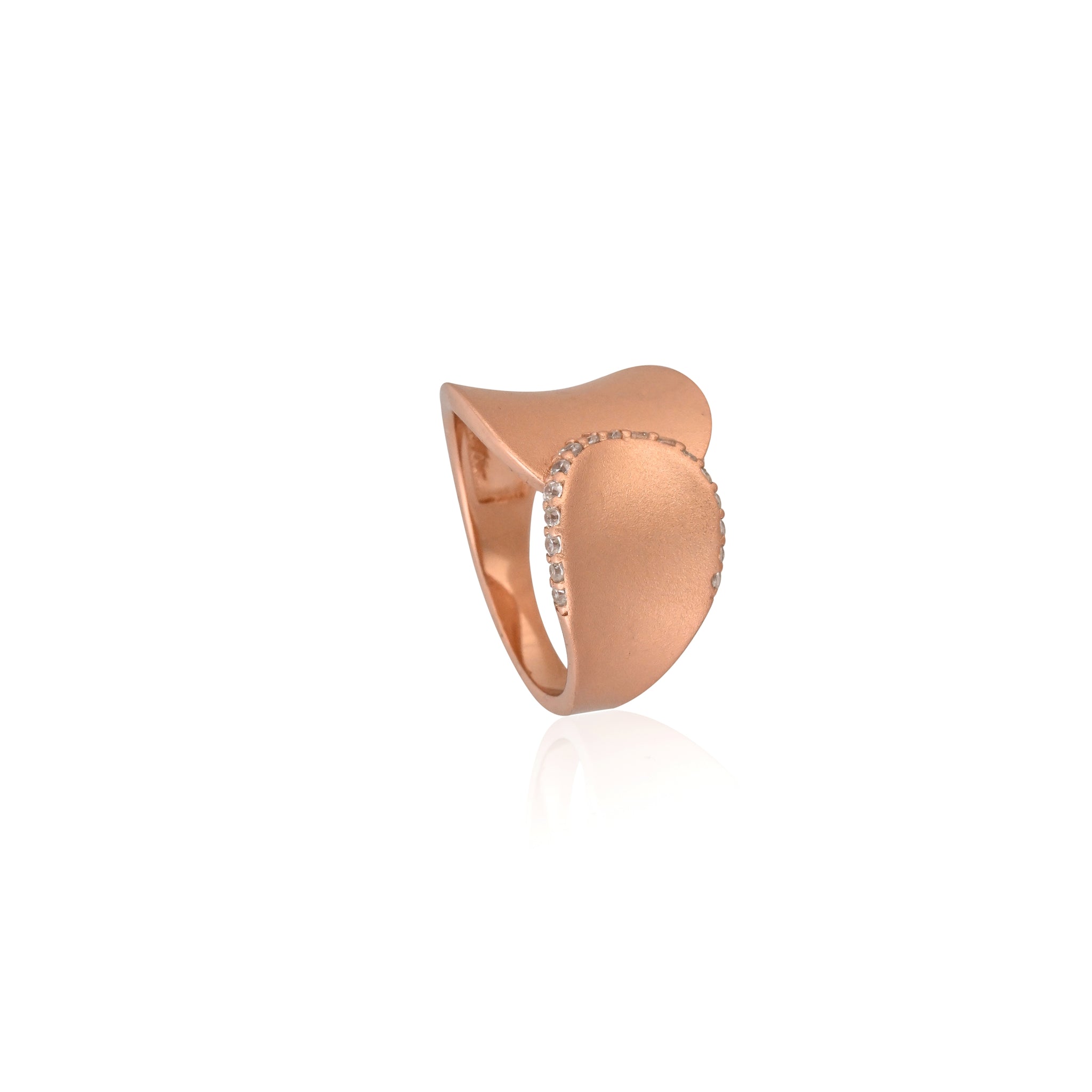 Celestial Glow Rose Gold 925 Sterling Silver Ring – Sculpted Elegance with Cubic Zirconia Sparkle