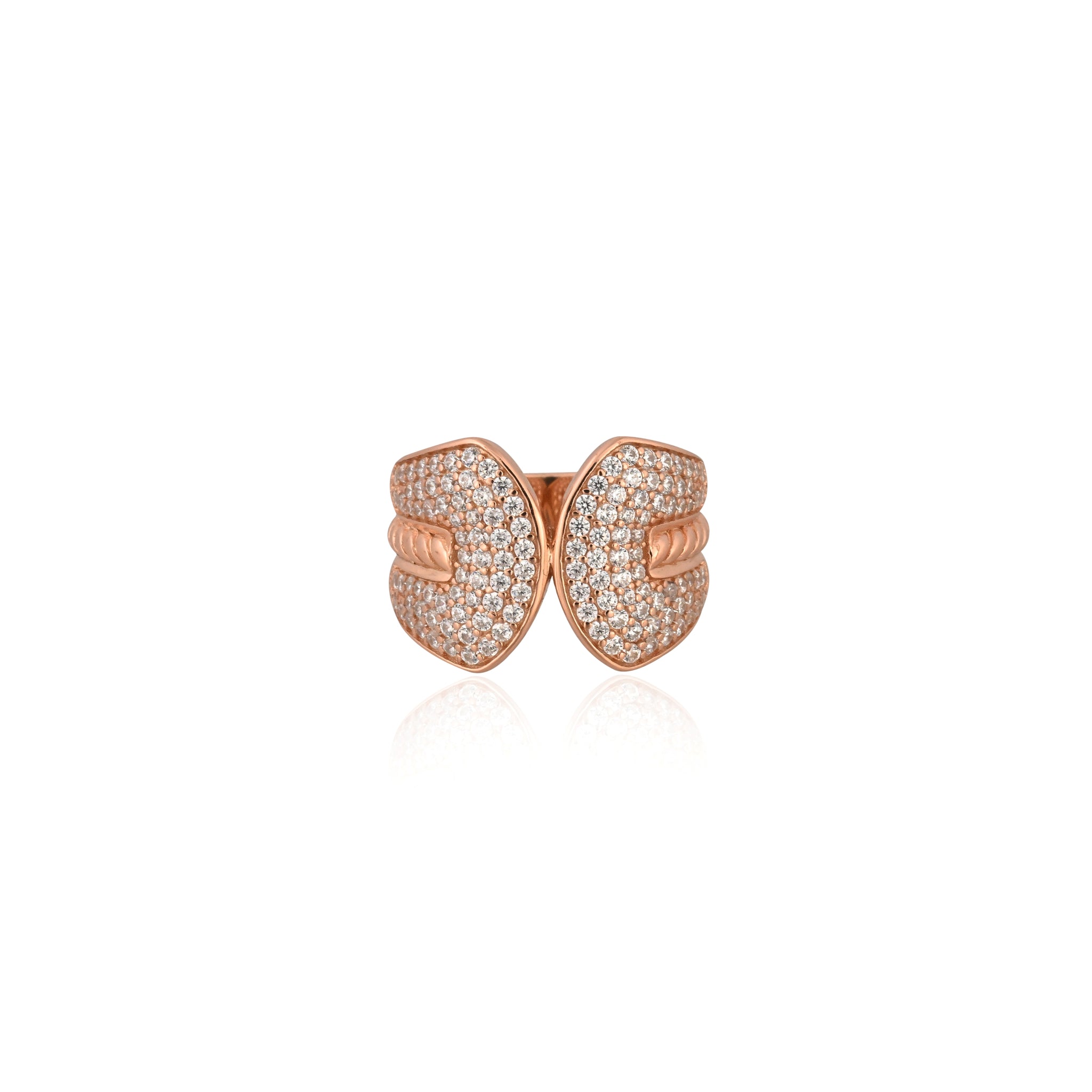 Chunky Rose Gold-Plated Silver Ring with Cubic Zirconia – Bold, Brilliant & Beautifully You