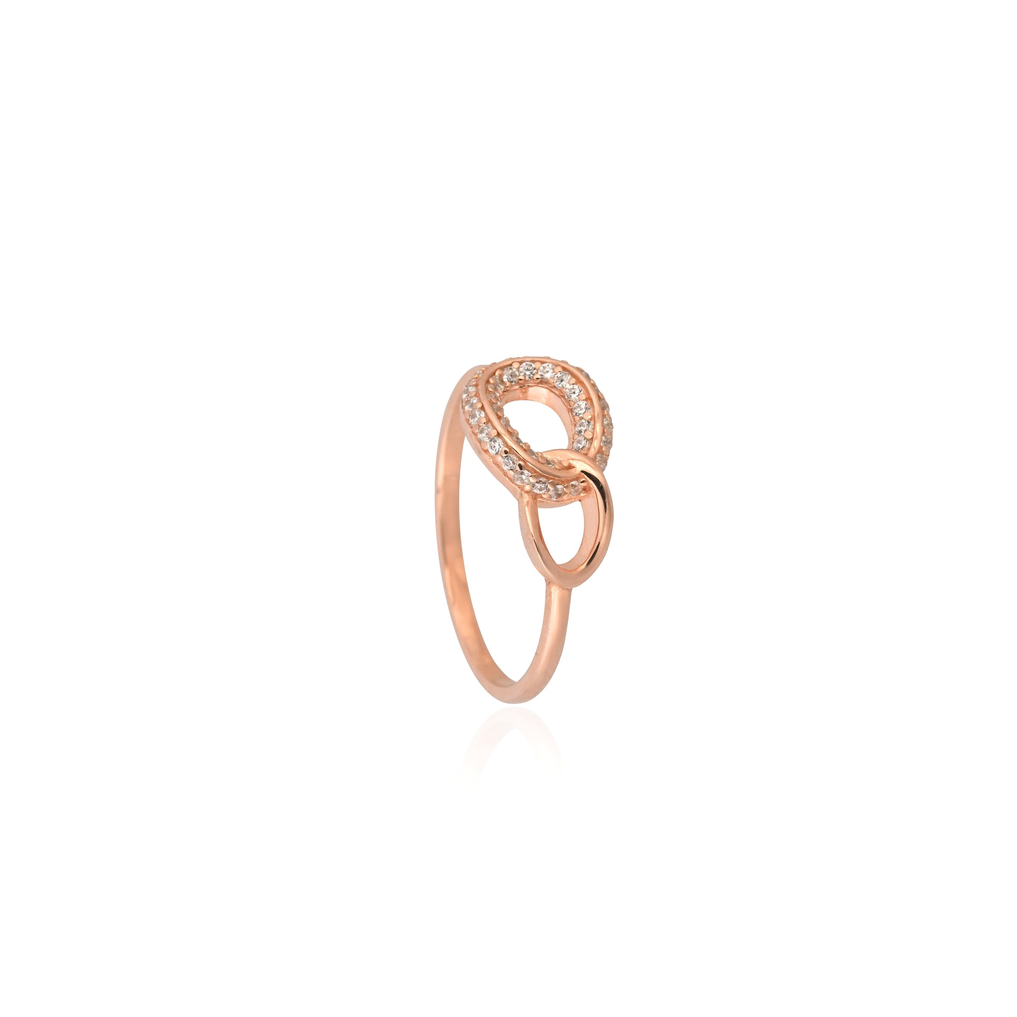 Rose Gold-Plated Silver Forever Linked Forever Loved Circle Ring with Cubic Zirconia
