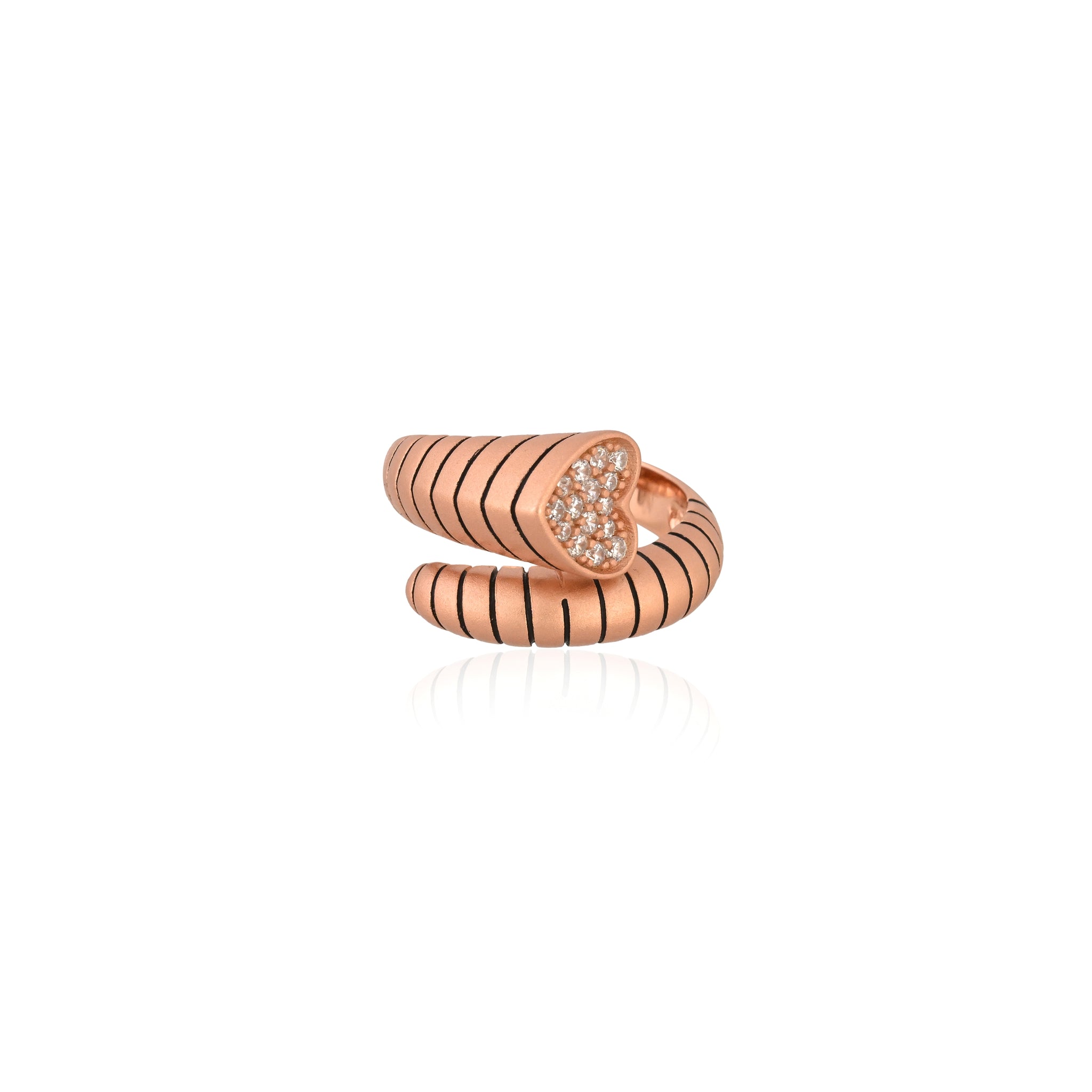 Rose Gold Heart Spiral Ring in 925 Sterling Silver – A Twist of Love & Sparkle