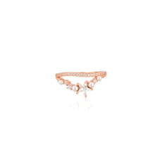 Twilight Star Rose Gold-Plated 925 Sterling Silver Ring – A Celestial Charm in Cubic Zirconia & Pearls