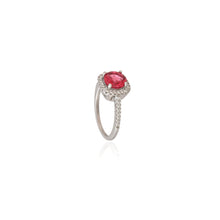 Cushion-Cut Red Cubic Zirconia Ring in 925 Sterling Silver – Effortless Glamour with a Fiery Touch