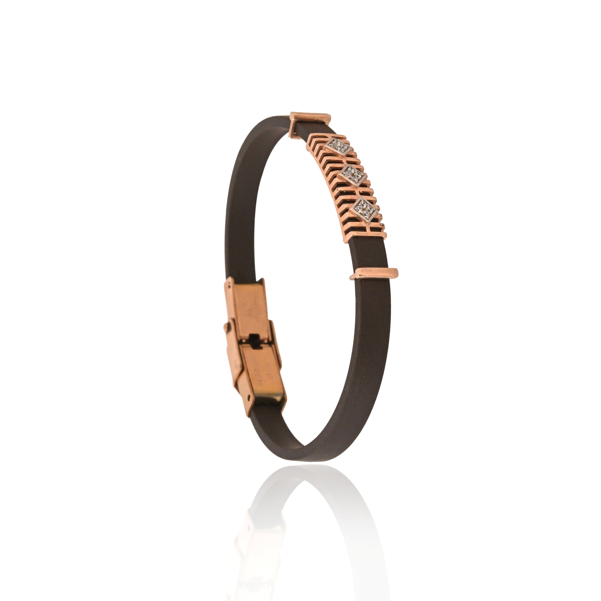 Rose Gold-Toned 925 Sterling Silver Bracelet with Cubic Zirconia – Where Strength Meets Sparkle