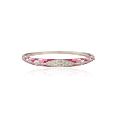 Vibrant Pink Mosaic 925 Sterling Silver Ring with Dazzling Cubic Zirconia