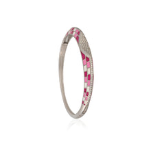 Vibrant Pink Mosaic 925 Sterling Silver Ring with Dazzling Cubic Zirconia