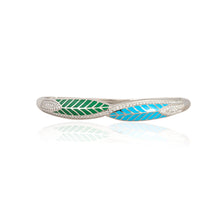 Tropical Leaf 925 Sterling Silver Bracelet with Cubic Zirconia Sparkle