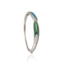 Tropical Leaf 925 Sterling Silver Bracelet with Cubic Zirconia Sparkle